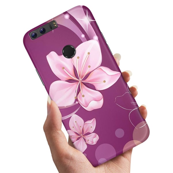 Huawei Honor 8 - Cover/Mobilcover Hvid Blomst