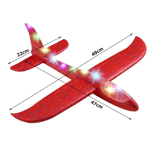Heittolentokone LED-valoilla - 47 cm Red