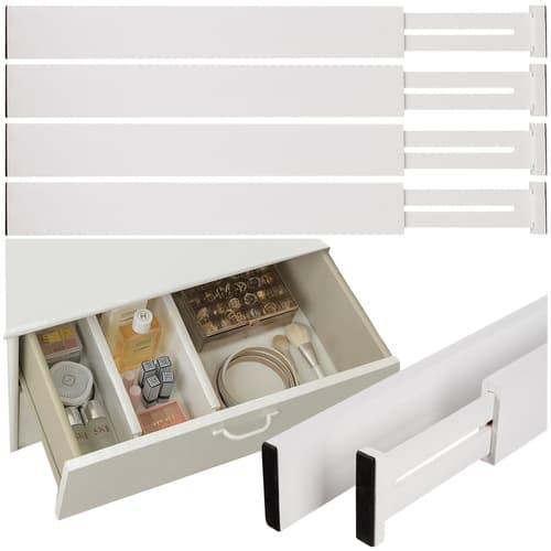 Justerbar Avdelare för Låda - 42-56 cm Vit - 4-Pack