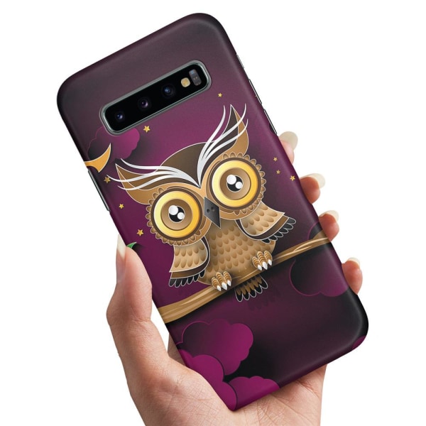 Samsung Galaxy S10 Plus - Cover/Mobilcover Lysbrun Ugle