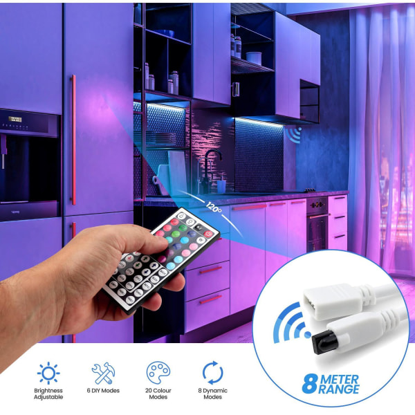 LED-Strip Lights med RGB / Lyslenke / LED-liste - 20 meter Multicolor