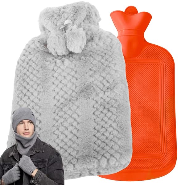 Värmeflaska 2 L - Gummi med mönstrat överdrag