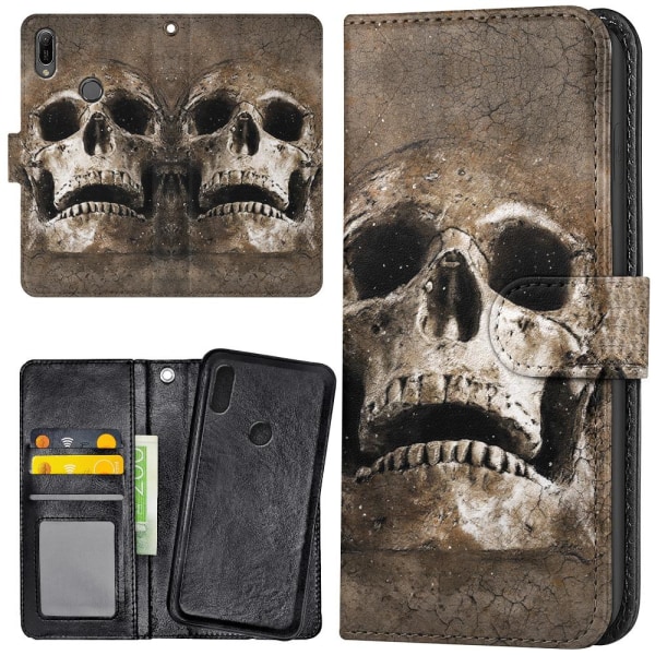 Huawei Y6 (2019) - Mobilcover/Etui Cover Cracked Skull