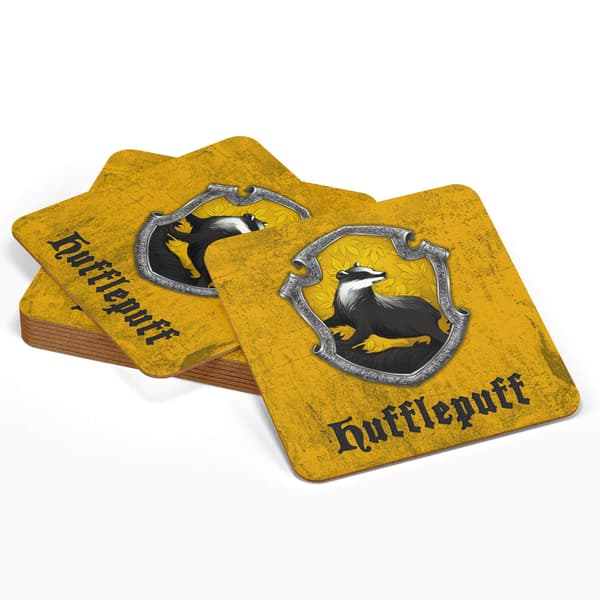 4-Pak - Glasbrikker Harry Potter - Underlag til Glas MultiColor 4-pack Hufflepuff