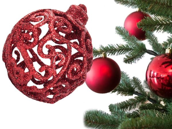 100-Pak Julekugler + Stjerne – Juledekoration Red