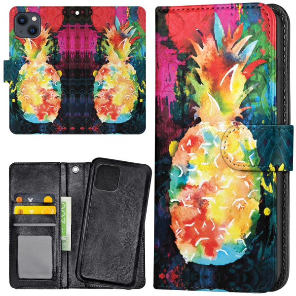 iPhone 15 Plus - Lompakkokotelo/Kuoret Sateenkaari Ananas