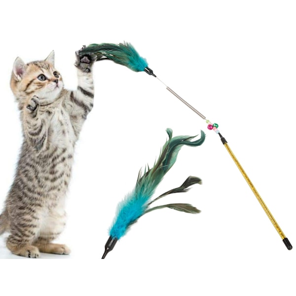 Kattleksak på Pinne - Fjäder & Bjällra - Leksak för Katt