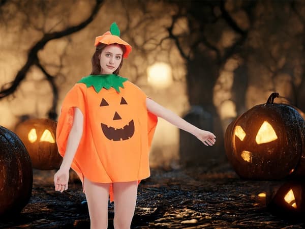Græskarkostume til Voksne / Halloween Udklædning - Unisex med Hat