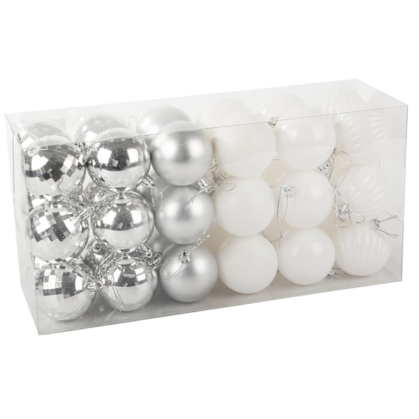 36-Pack Julkulor - Silver & Vit - 6 cm