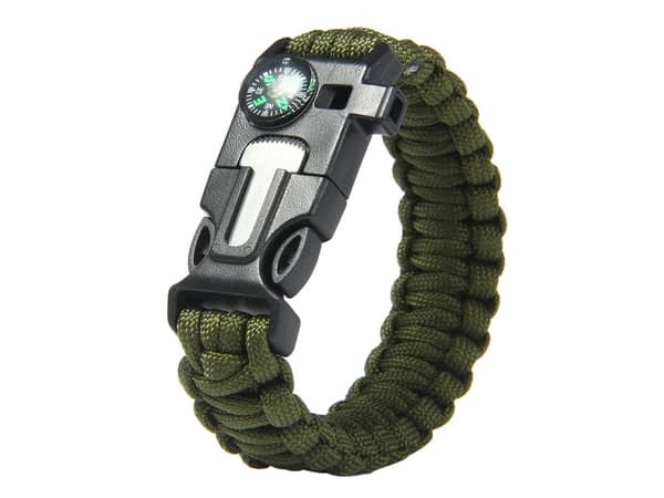 Paracord Överlevnadsarmband med Eldstartare m.m. Grön