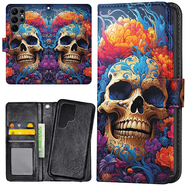 Samsung Galaxy S24 Ultra - Plånboksfodral/Skal Skull