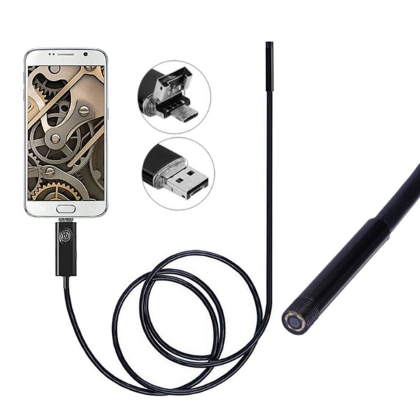 Inspektionskamera til Mobiltelefon & PC / USB Endoskop - 2m Black