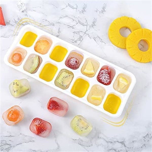 2-Kpl - Jäämuotit - Jääkuutiolaatikko kannella / 28 Jäätä Multicolor