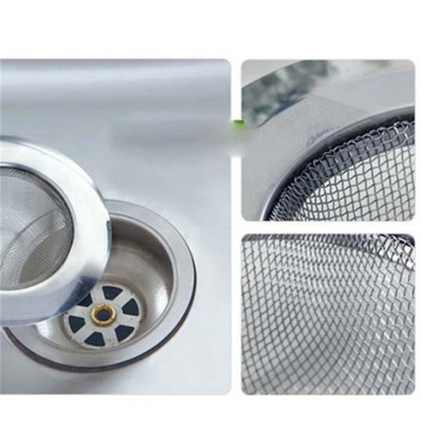 Ø8 Filter / Hårfelle for avløp og vask - Samler opp rusk Silver