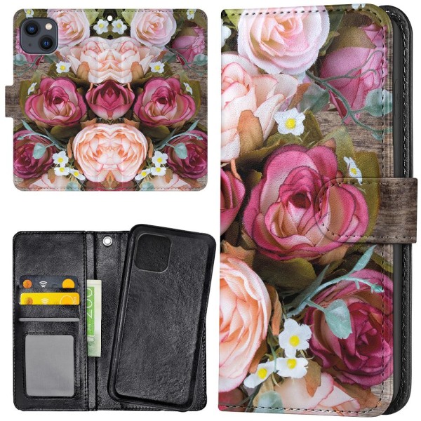 iPhone 13 - Plånboksfodral/Skal Blommor multifärg