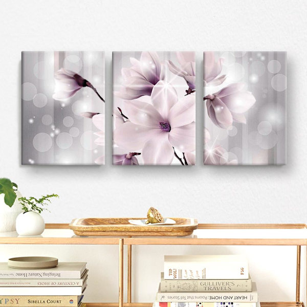 Canvastavla / Tavla Set - Blommor - 90x40 cm - Canvas