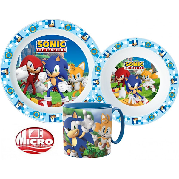 Sonic the Hedgehog middagsset, mikroplyset med mugg 265 ml