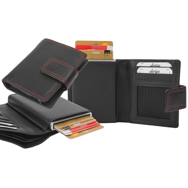 Kortholder RFID-beskyttelse / Lommebok 12 kort - Ekte skinn Black e57d |  Black | 112 | Fyndiq