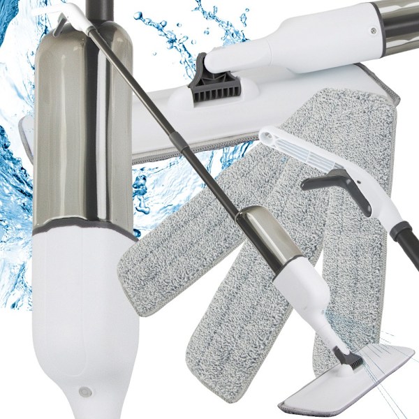 Platt Golvmopp - Mopp med hink & sprayfunktion