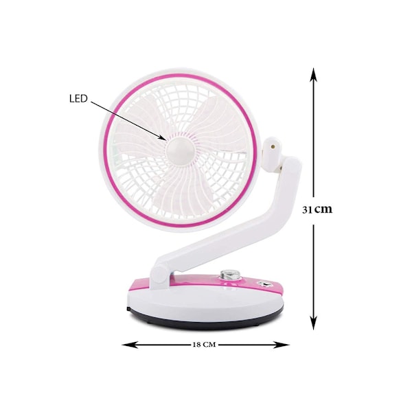 Trådlös Fläkt / Bordsfläkt - 18 cm Pink
