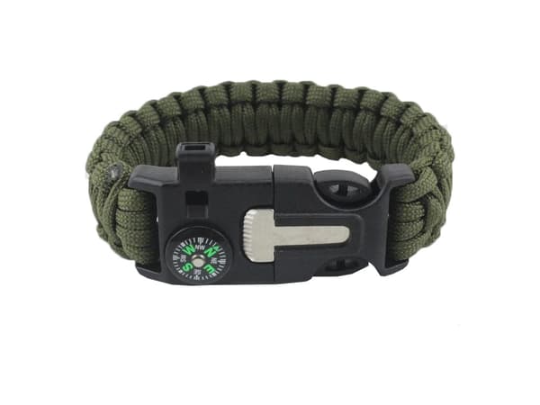 Paracord Överlevnadsarmband med Eldstartare m.m. Grön