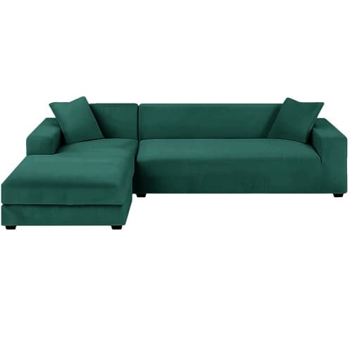 Sofföverdrag Sammet / Överdrag till Soffa - 190-230cm Dark green