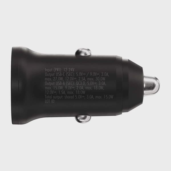 X2O 30W dubbel billaddare USB-C/A svart