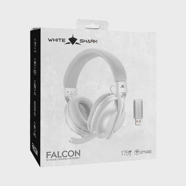 White Shark FALCON Trådlöst On-Ear Gaming Headset Vit/Grå