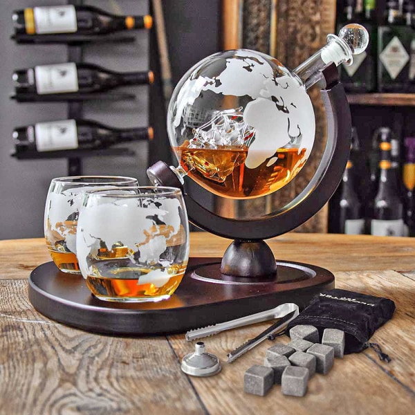 Glob Carafe Deluxe - Whiskey Glass & Whiskey Stones - Whisky Dark brown