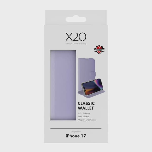 X2O Classic Wallet Plånboksfodral iPhone 17 Lavender