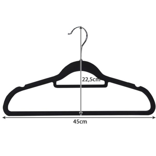 20-Pak - Bøjler i Velour / Tøjbøjler - Tøjstativ Black
