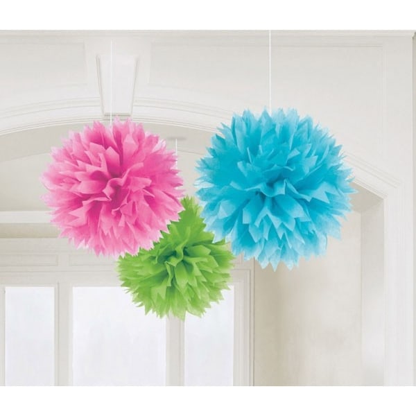 Pom Pom Hängande Dekoration - 3 st Multicolor
