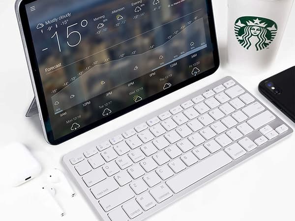 Trådlöst bluetooth-tangentbord för pc ipad mac liten slimmad lågprofil White