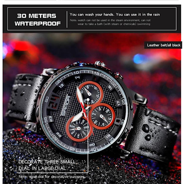 Quartz Klocka / Armbandsur - Svart Black