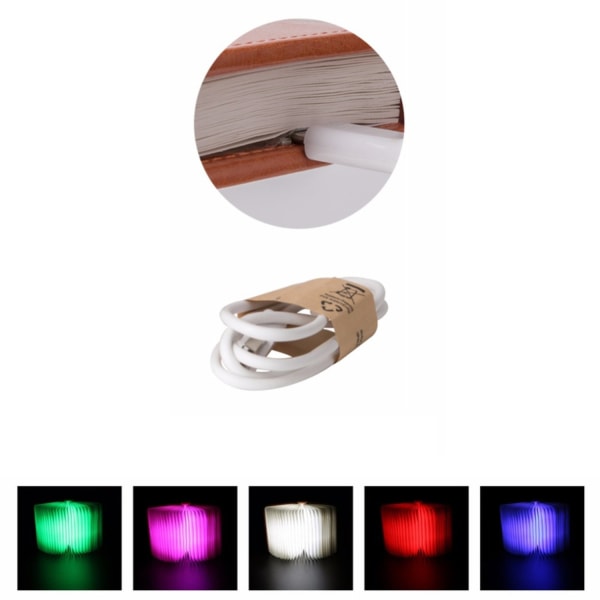Bok LED-lampa / Book Lamp - Lyser 5 olika färger - (Trä) multifärg