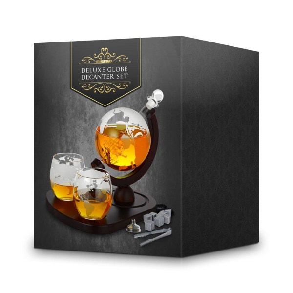 Glob Carafe Deluxe - Whisky Glass & Whisky Stones - Viski Dark brown