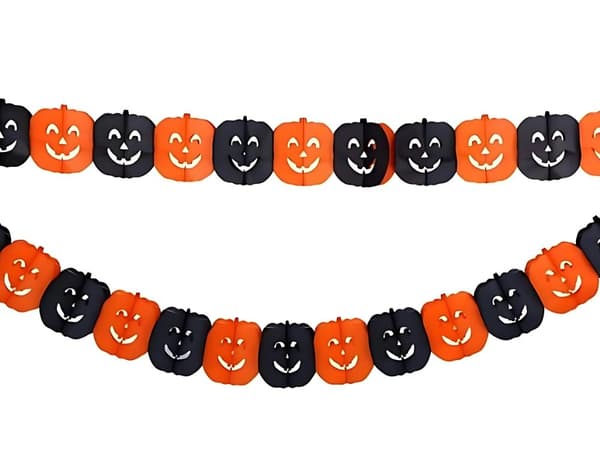 Dekorativ krans halloween pumpa/spindelpapper lång 3 meter