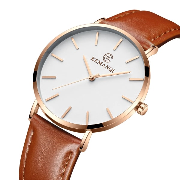 Quartz Klokke / Armbåndsur - Roségull/Brun Brown