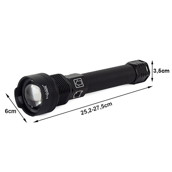 Ficklampa / Taktisk LED-lampa - Uppladdningsbar