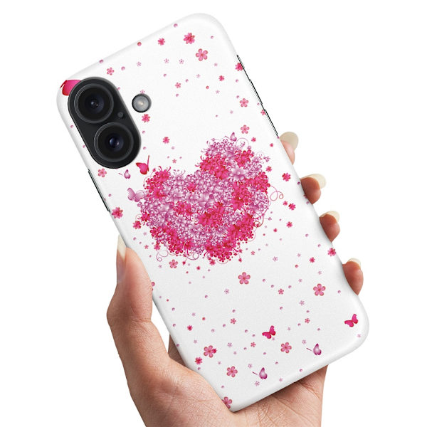 Deksel / Mobildeksel til iPhone 16 Plus - Blomsterhjerte
