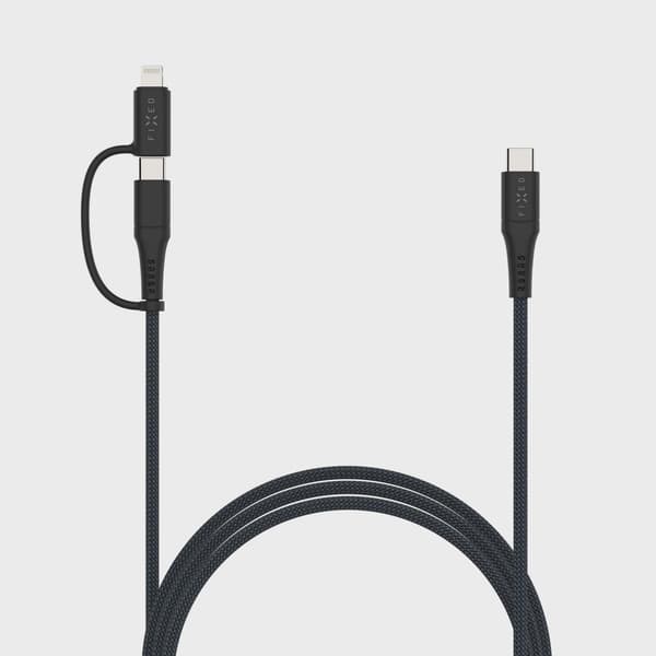 FIXED 2in1 Combo 60W USB-C/Lightning kabel 1.2m Svart