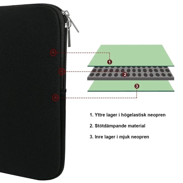 Laptop taske / Taske til Bærbar Computer - Vælg størrelse Black 15 tum - Svart