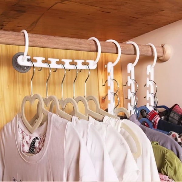 8-Pack - Hängare / Klädhängare - Organizer Vit