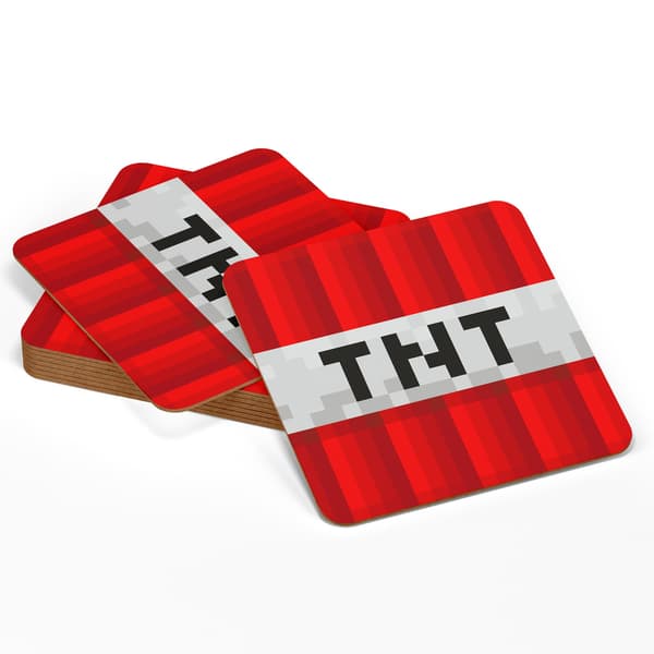 4-Pak - Glasbrikker Minecraft TNT - Underlag til Glas Multicolor