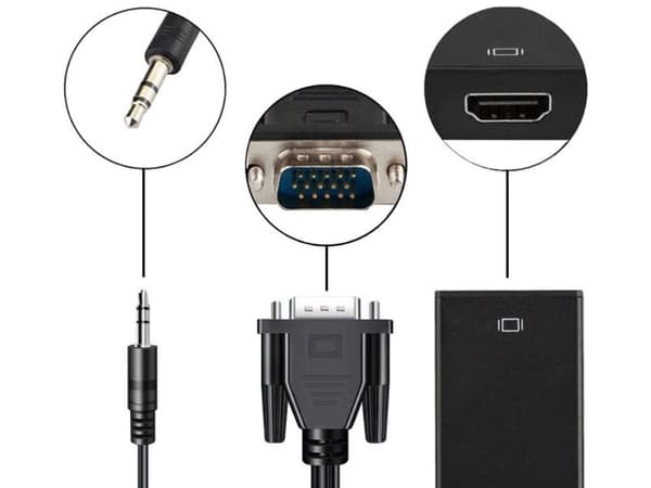 HDMI-VGA-adapter - Kabel med ljud och USB-ström