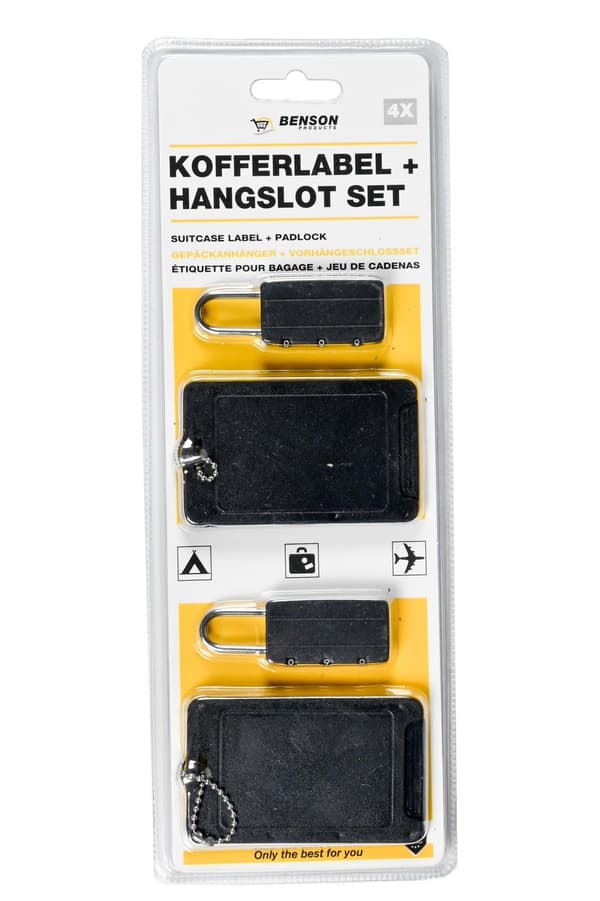 Väskbricka + hänglås 4-pack