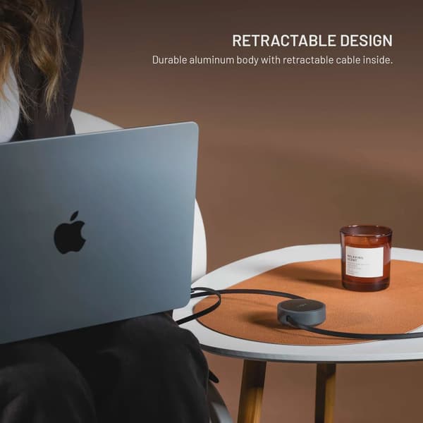 FIXED Utdragbar USB-C/C 100W Kabel 1m svart