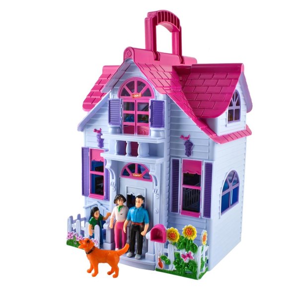 Dukkehus / Dukkeskab - Legetøjshus til børn - Med møbler & familie Multicolor