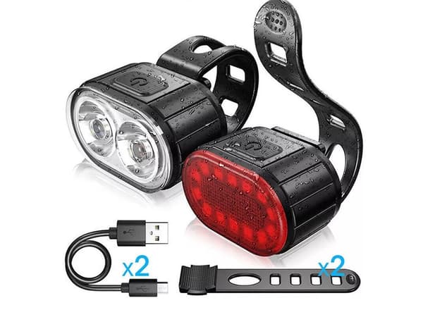 Cykellampa fram/bak - LED USB-uppladdningsbar stark belysning
