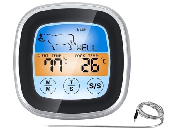 Köttermometer digital med probe Vit